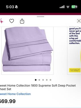 Sweet Home Collection Full 4-Piece Sheet Set – Lavender/Purple – Used Once